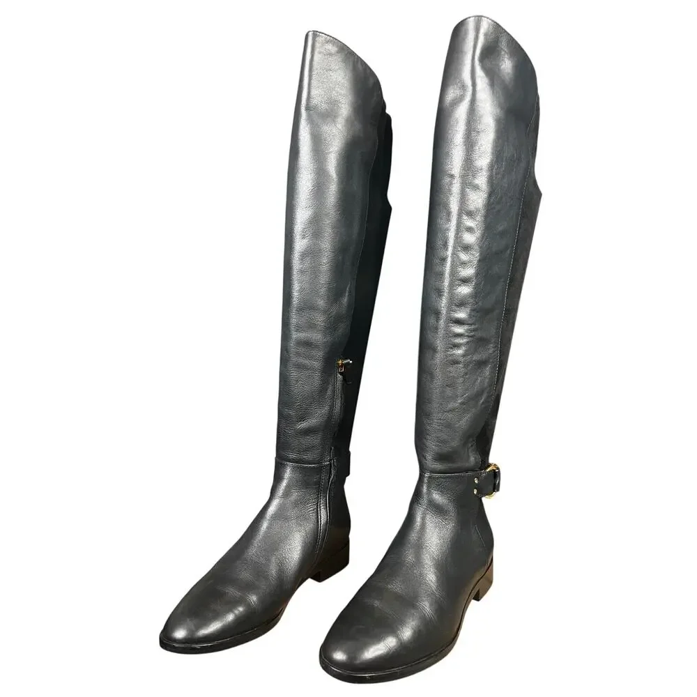 Tory Burch Women’s Marsden Black Leather Stretch Riding Boot Size US 6.5